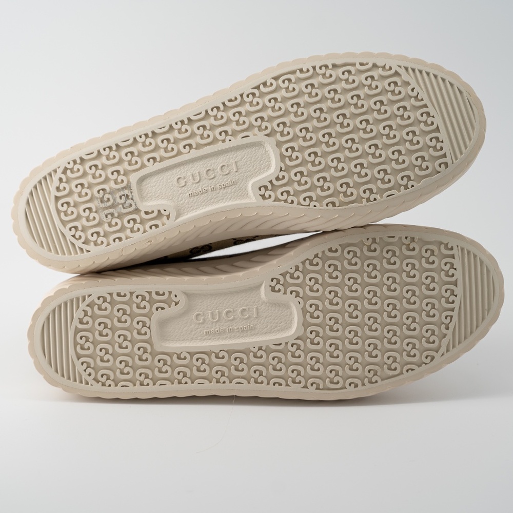 size 13G - Gucci GG Canvas Monogram Sneakers Tortuga Beige High Top - Picture 5 of 10